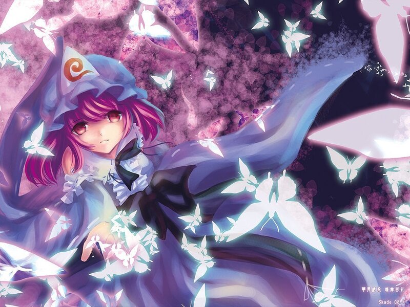 Anime girl with butterflies