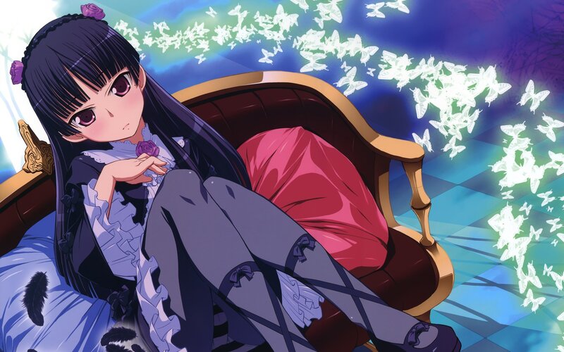 anime girl with butterflies