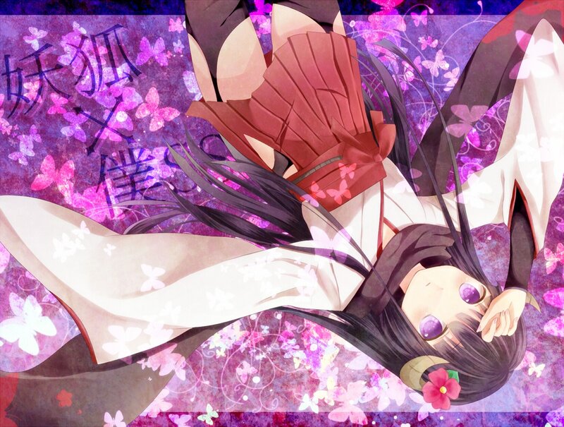 Anime girl with butterflies