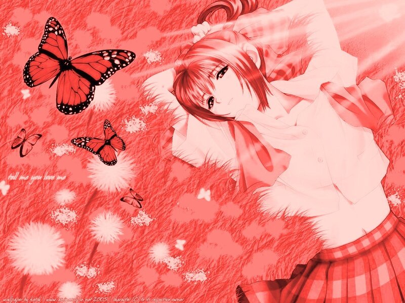 Anime girl with butterflies