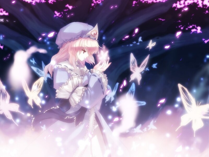 anime girl with butterflies