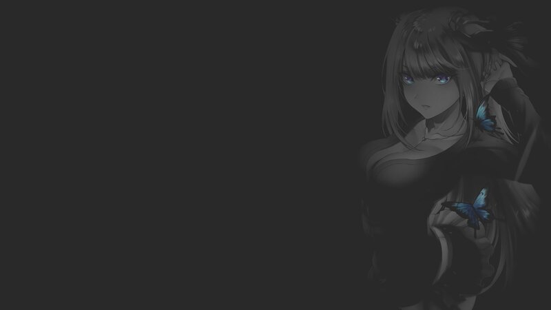 Anime Girl with Butterflies — Black, Dark, Digital Art