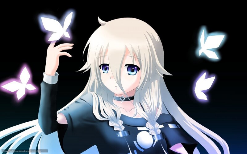 Anime Girl with Butterflies — Black, Serene, Night, Digital Art