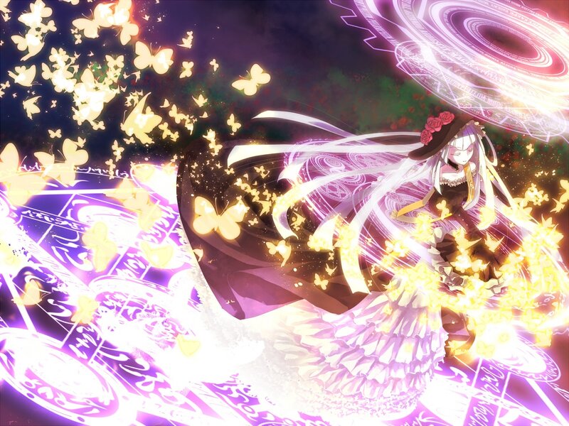 Anime Girl with Butterflies — Purple, Dramatic