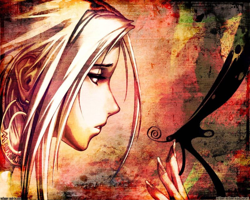 anime girl with butterfly