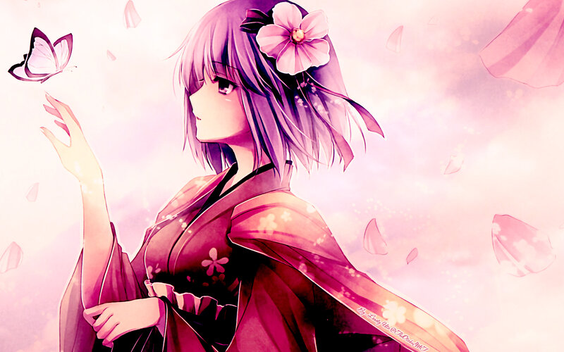 anime girl with butterfly