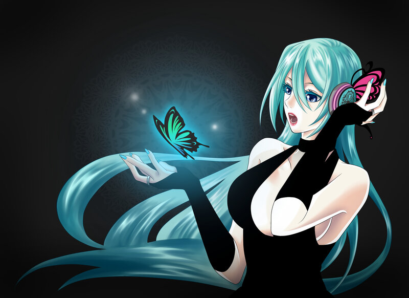 Anime girl with butterfly