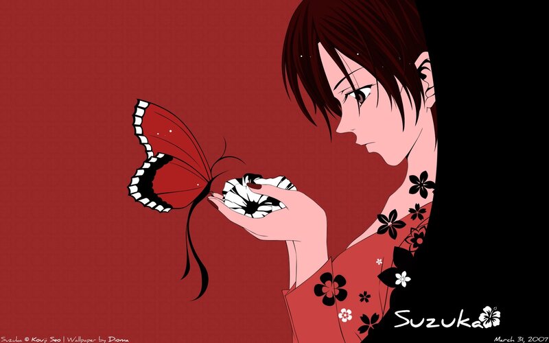 anime girl with butterfly