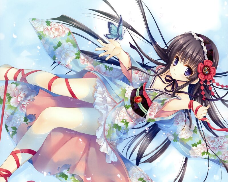 Anime girl with butterfly