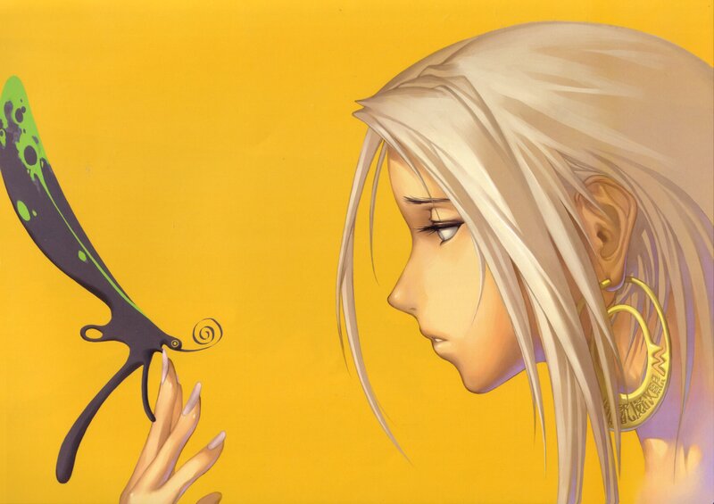 Anime girl with butterfly