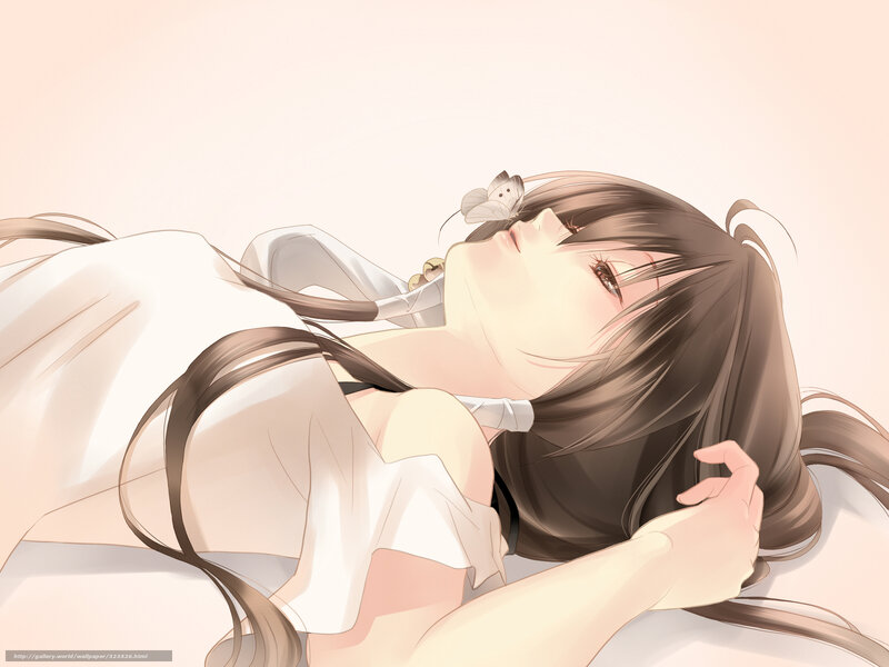 Anime girl with butterfly
