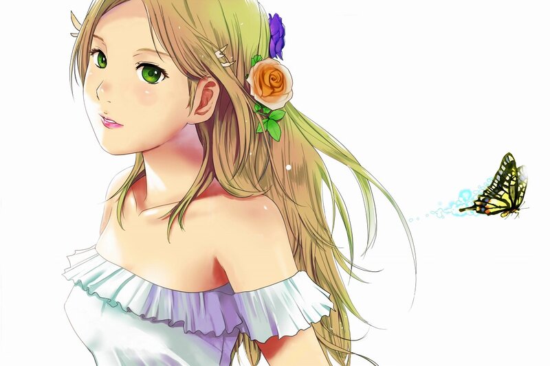 anime girl with butterfly