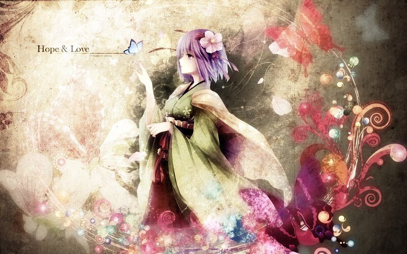 Anime girl with butterfly