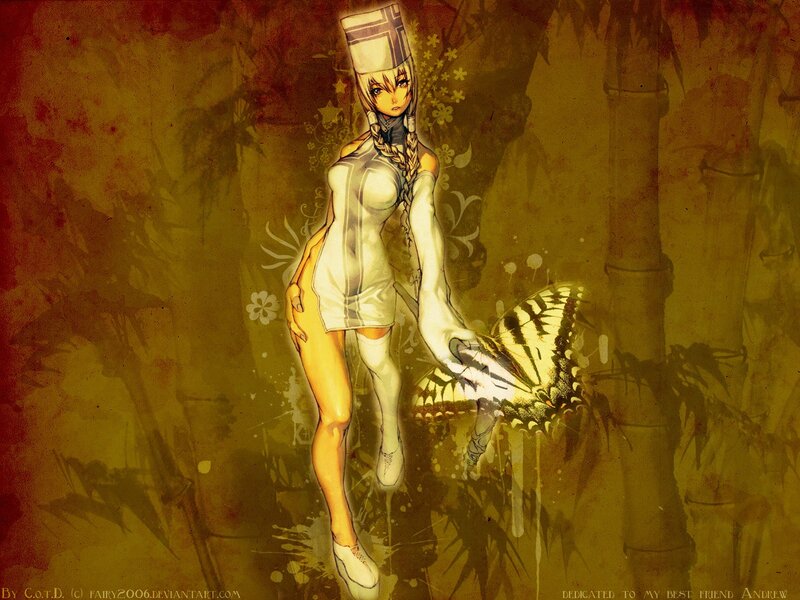 anime girl with butterfly