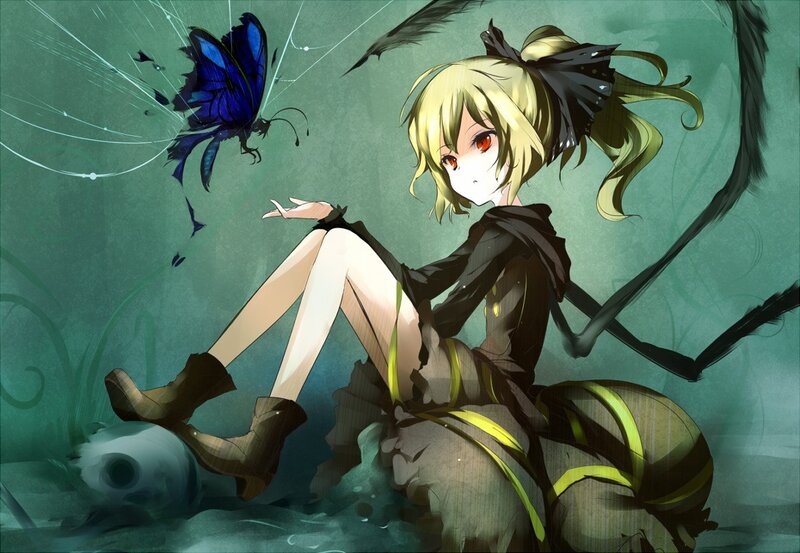 Anime girl with butterfly
