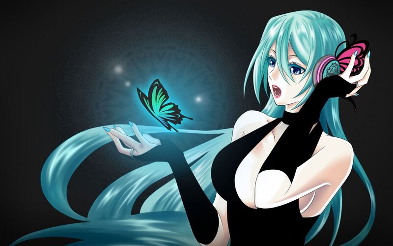 Anime girl with butterfly