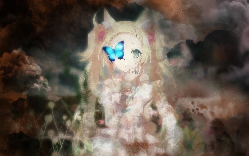 Anime girl with butterfly