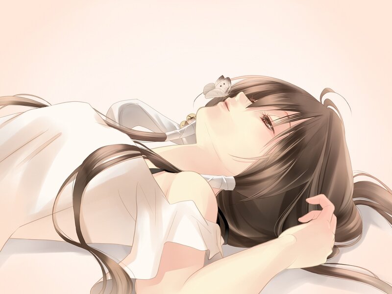 Anime girl with butterfly