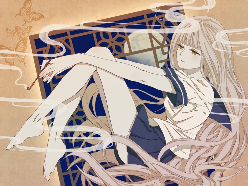 anime girl with butterfly