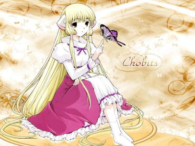 Anime girl with butterfly