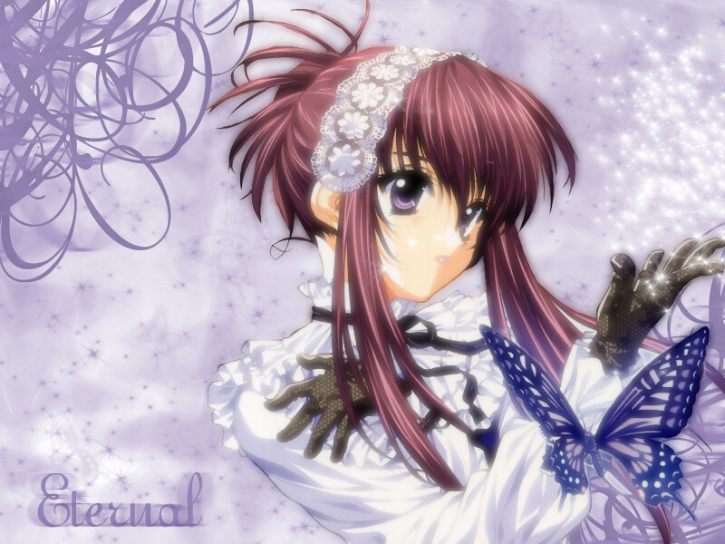 Anime girl with butterfly
