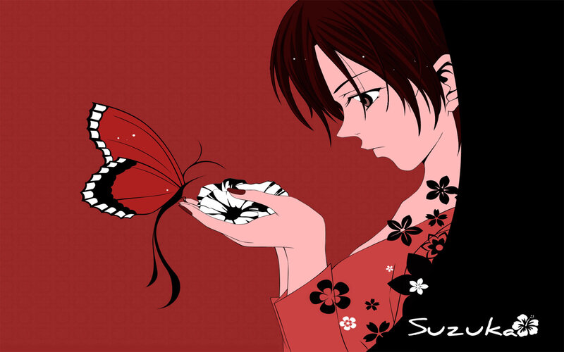 anime girl with butterfly