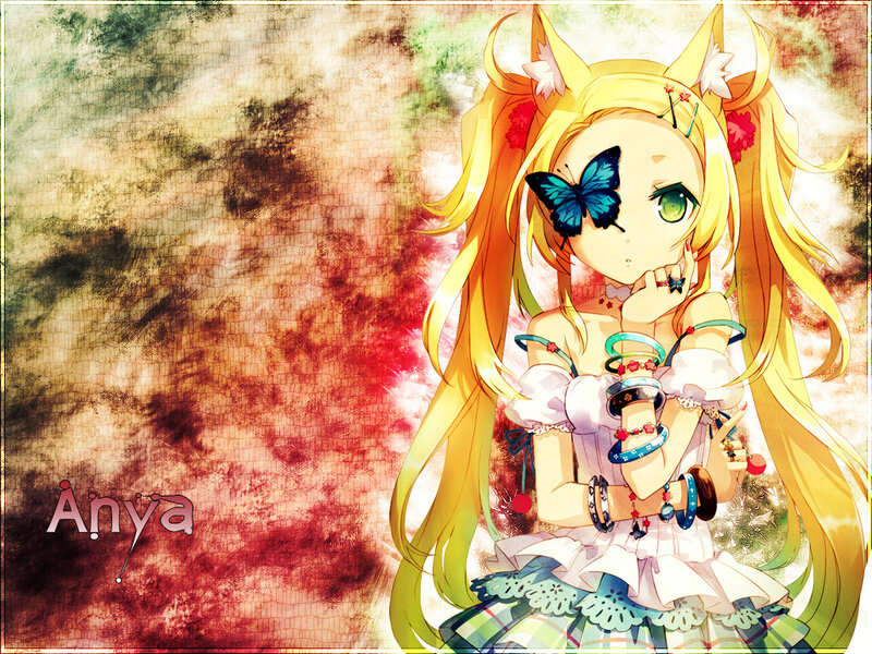 Anime girl with butterfly