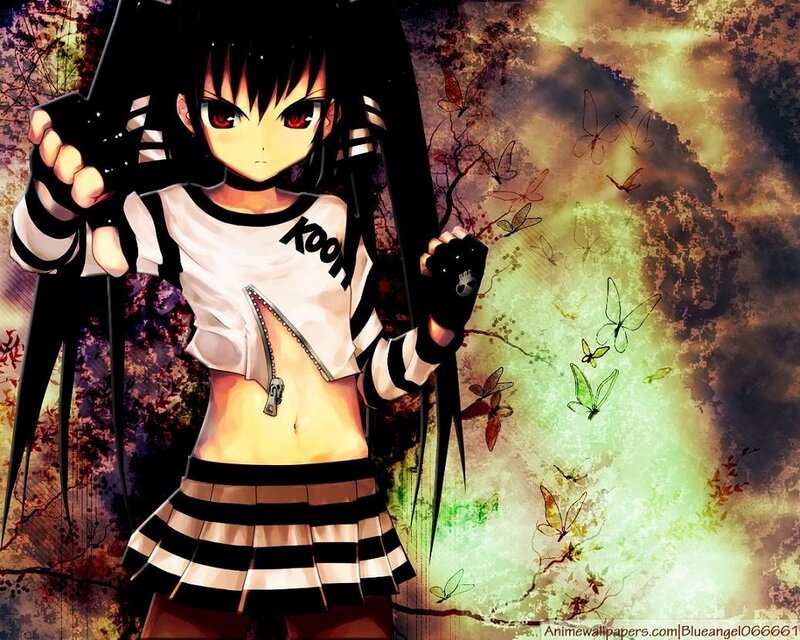 anime girl with butterfly background