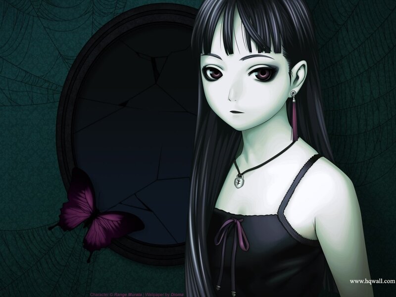 Anime Girl with Butterfly — Black