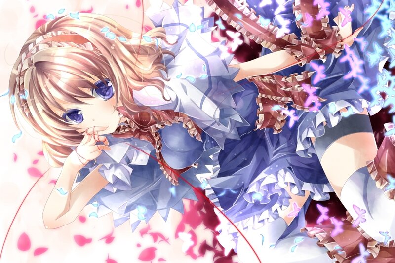 Anime Girl with Butterfly — Blue, Dreamy, Digital Art