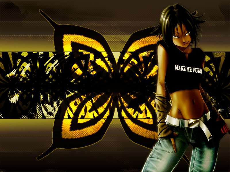 anime girl with butterfly design