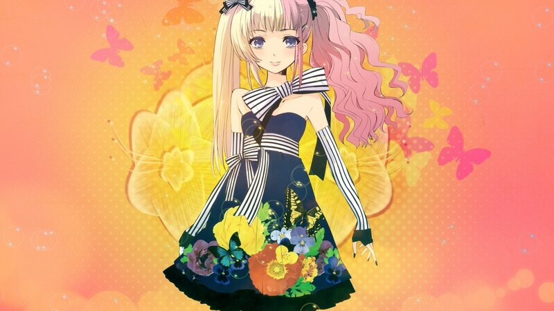 Anime Girl with Butterfly Dress — Orange, Playful