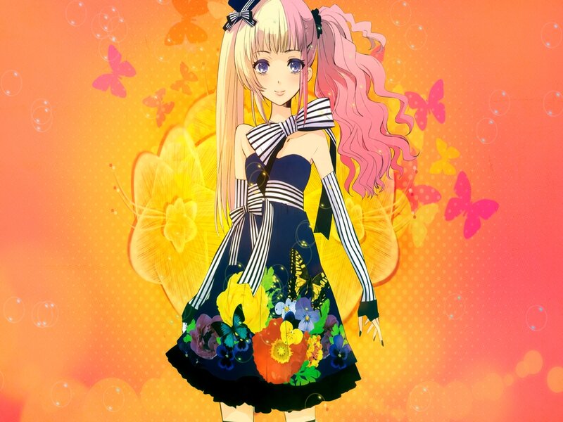 Anime Girl with Butterfly Dress — Orange