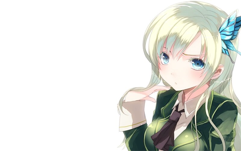 anime girl with butterfly hair clip