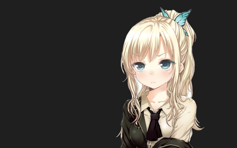 anime girl with butterfly hair clip