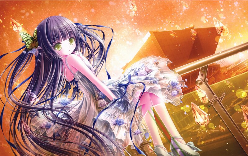 Anime Girl with Butterfly — Orange