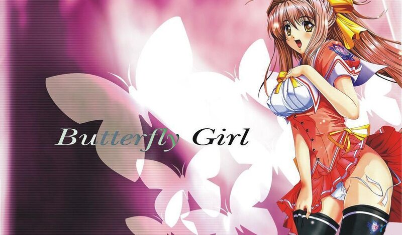 Anime Girl with Butterfly — Pink, Dramatic