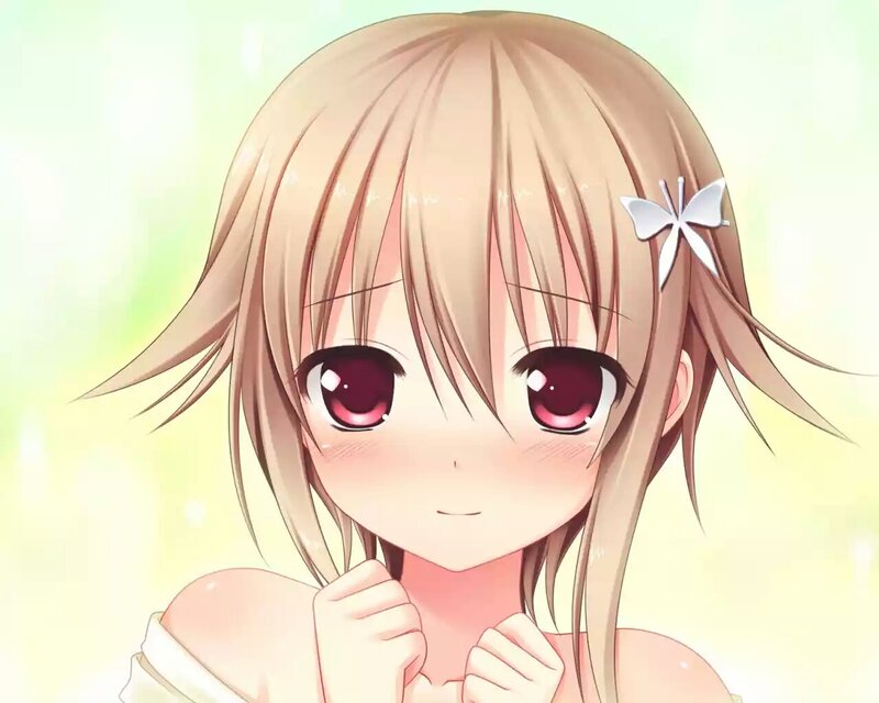 Anime Girl with Butterfly — Pink, Innocent