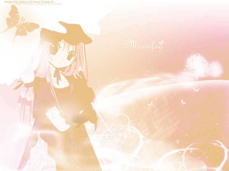 Anime Girl with Butterfly — Pink, Serene, Sunset, Digital Art
