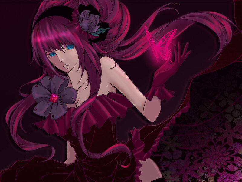 Anime Girl with Butterfly — Purple, Dramatic