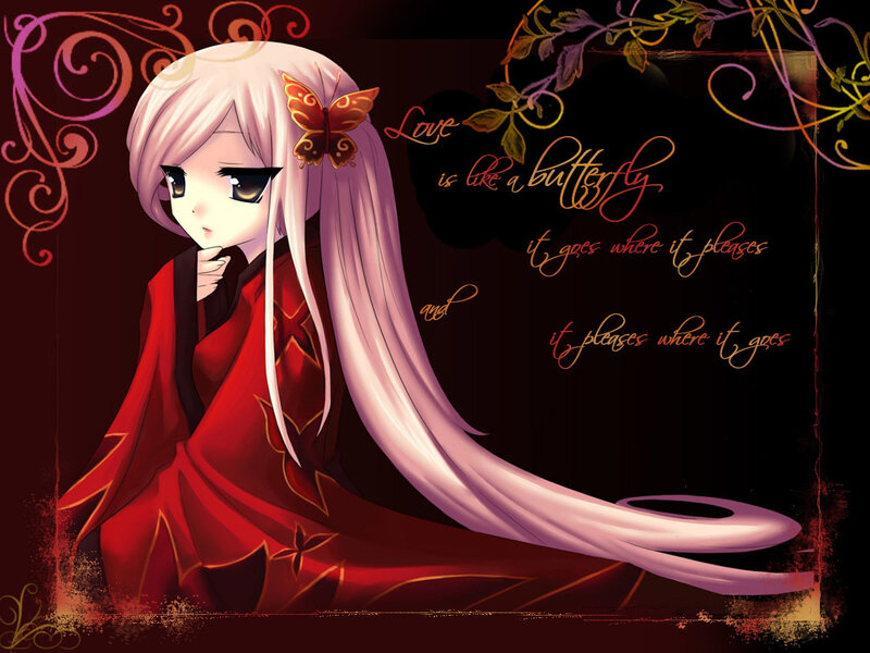 anime girl with butterfly quote