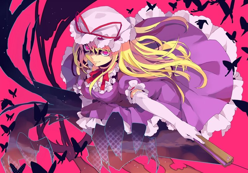 anime girl with butterfly swarm
