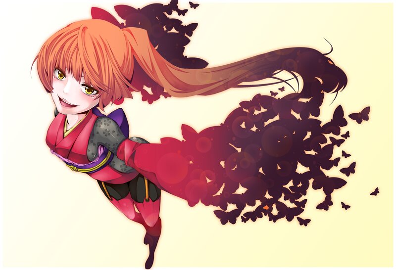 anime girl with butterfly trail