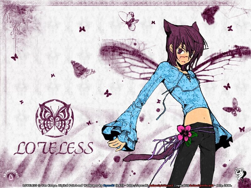Anime girl with butterfly wings
