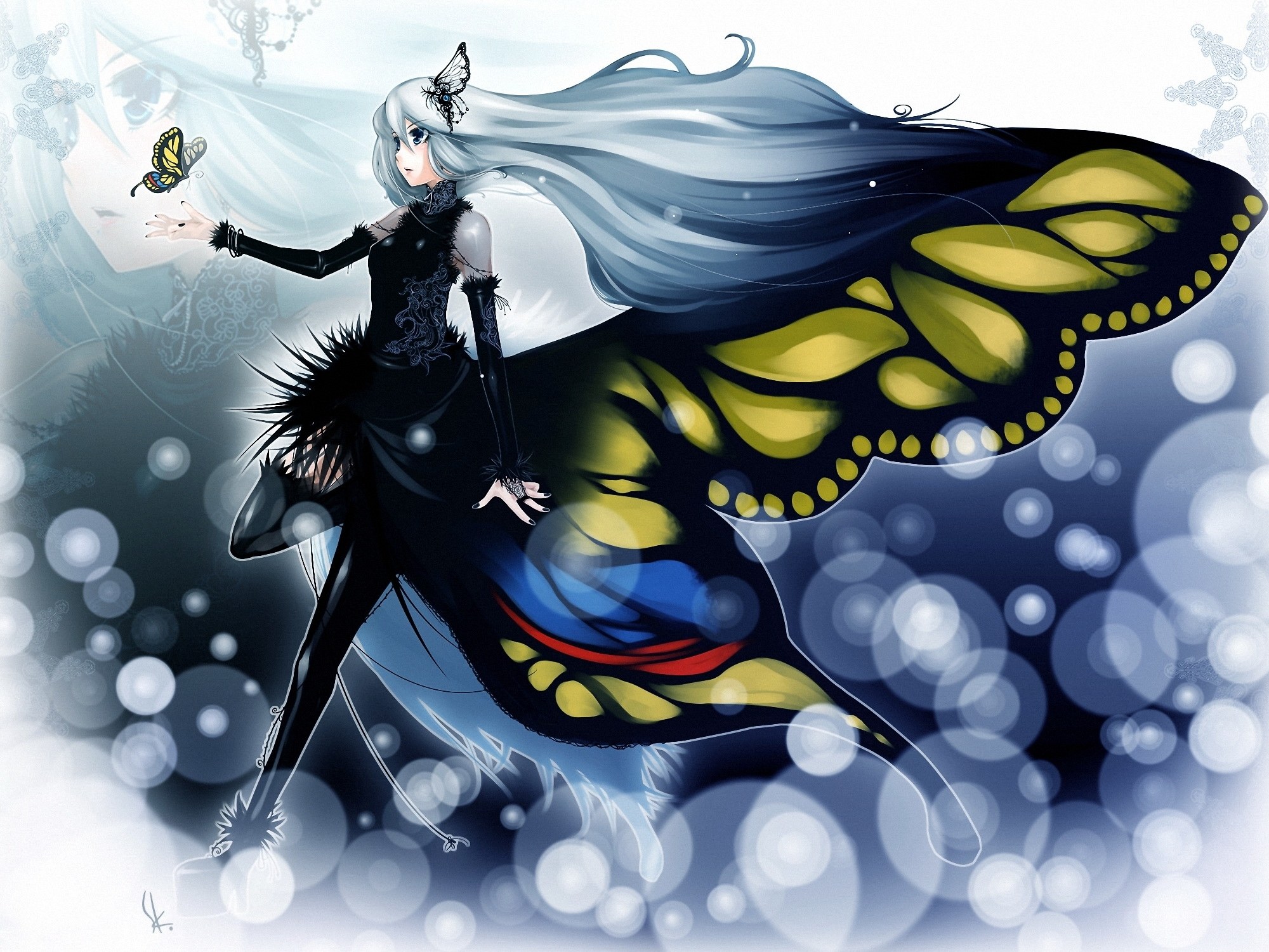 Anime girl with butterfly wings