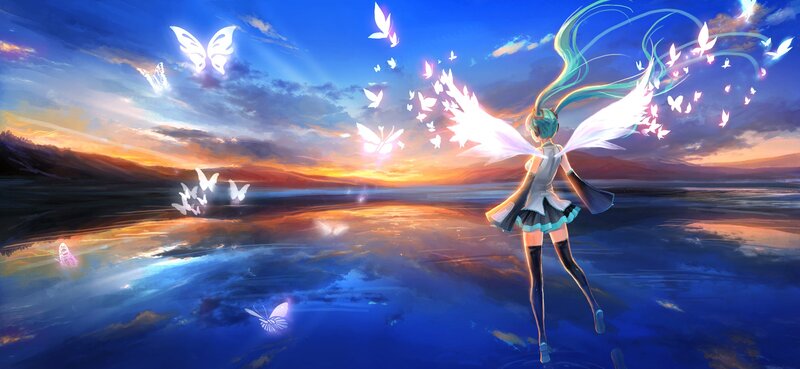 Anime girl with butterfly wings