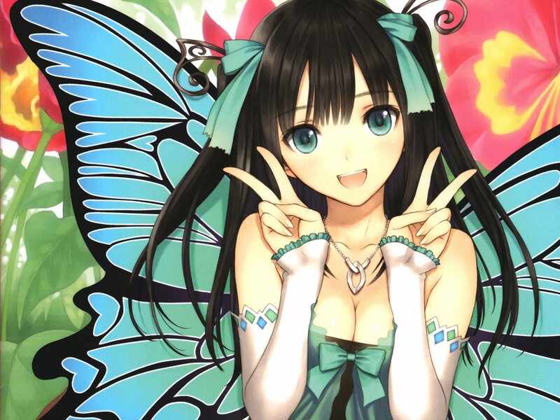 Anime girl with butterfly wings