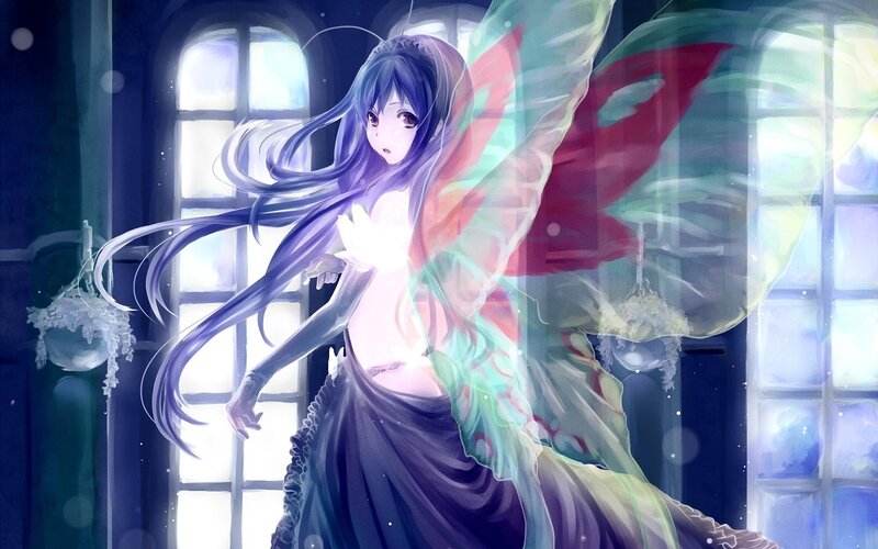 Anime girl with butterfly wings