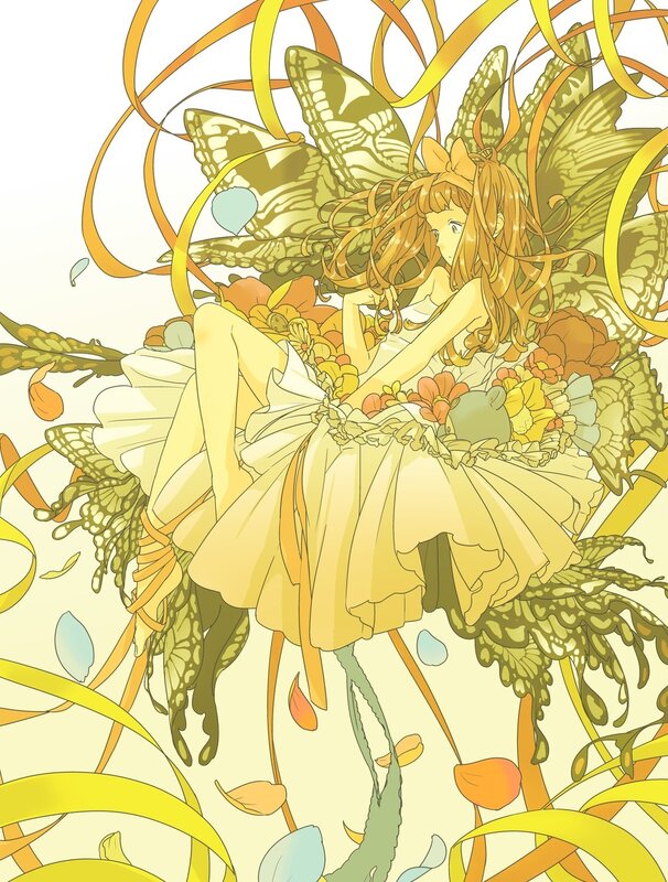 Anime girl with butterfly wings
