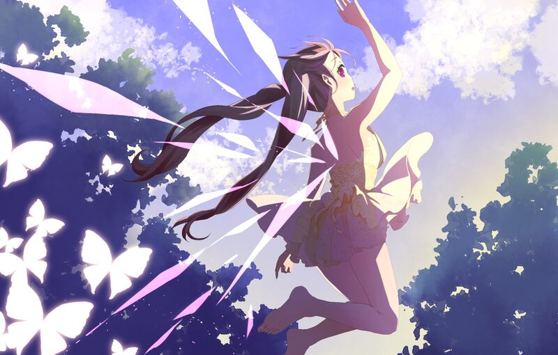 Anime girl with butterfly wings
